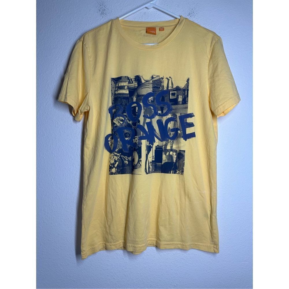 Hugo Boss Orange Men’s Yellow T-shirt Crew Neck Size L Cotton